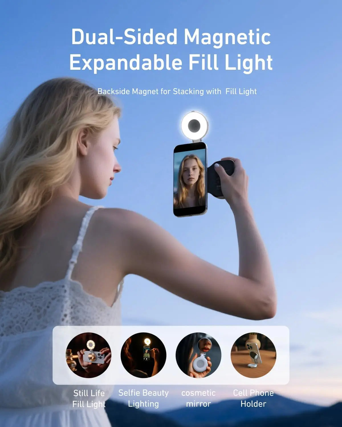 TELESIN Fun Shot – Grip Magnétique + Lumière Selfie C03 | Kit Photo Mobile