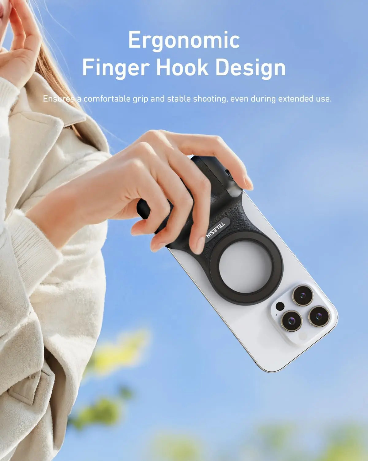 TELESIN Fun Shot – Grip Magnétique + Lumière Selfie C03 | Kit Photo Mobile