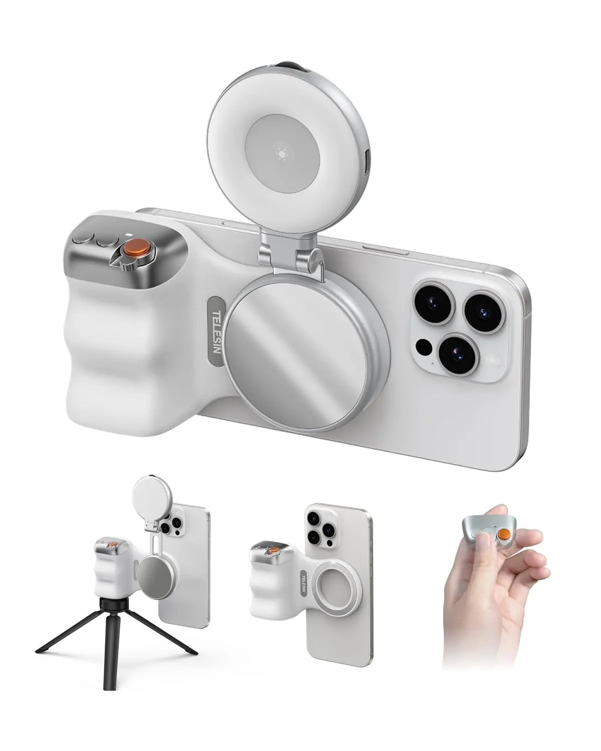 TELESIN Fun Shot – Grip Magnétique + Lumière Selfie C03 | Kit Photo Mobile
