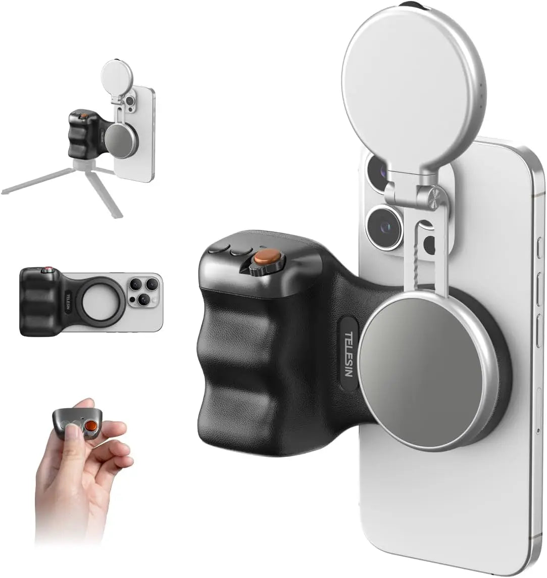 TELESIN Fun Shot – Grip Magnétique + Lumière Selfie C03 | Kit Photo Mobile